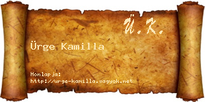 Ürge Kamilla névjegykártya
